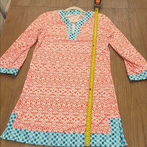 Coral and Blue Patterned Top